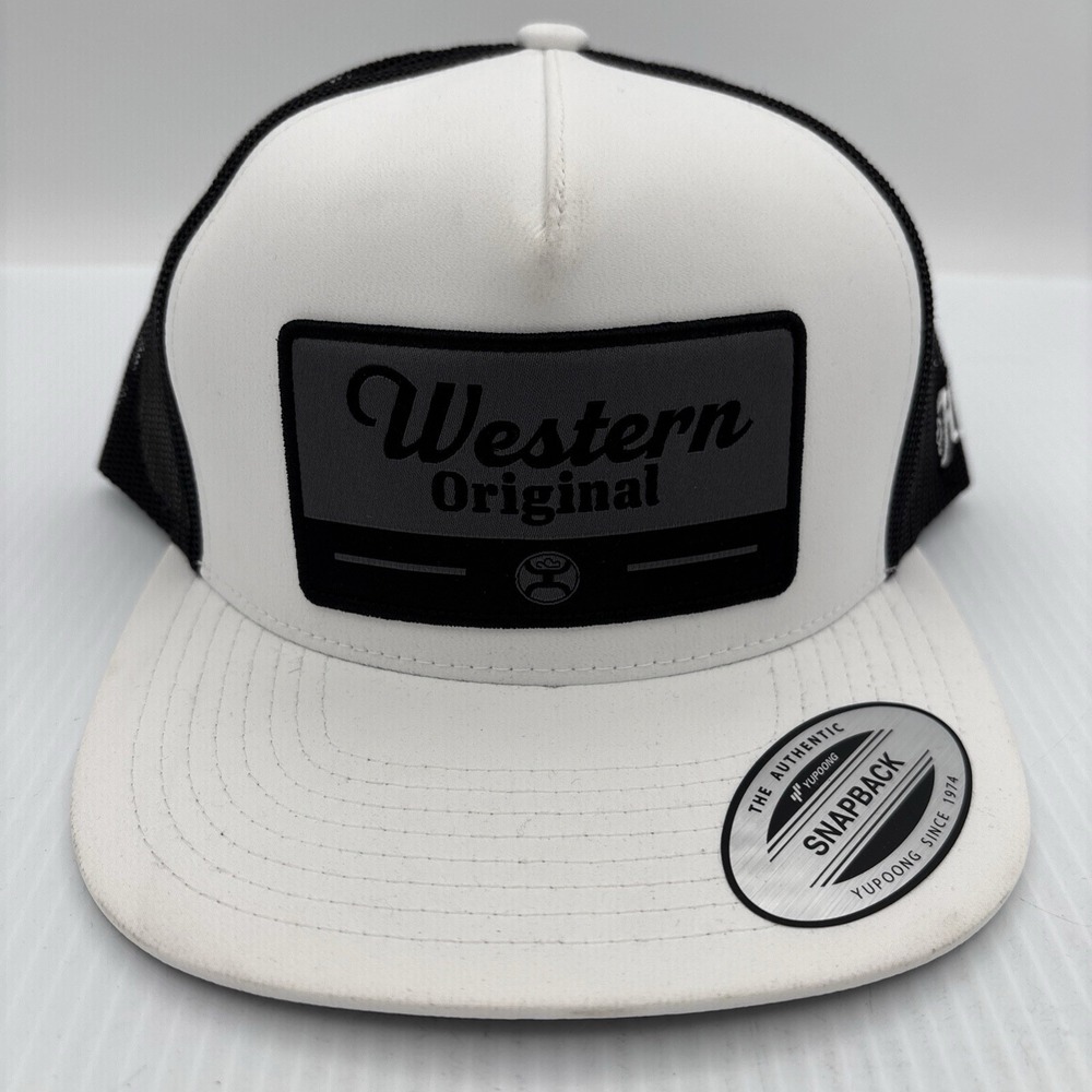 Hooey Western Original White Black Logo Trucker Hat Mesh Adjustable Snapback